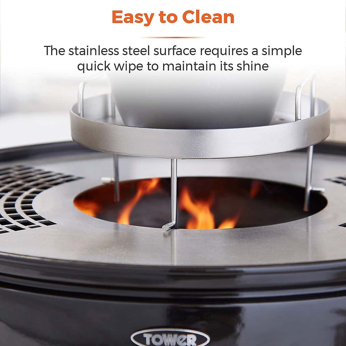 Tower Sphere Charcoal Pit 'n' Grill, Black Steel