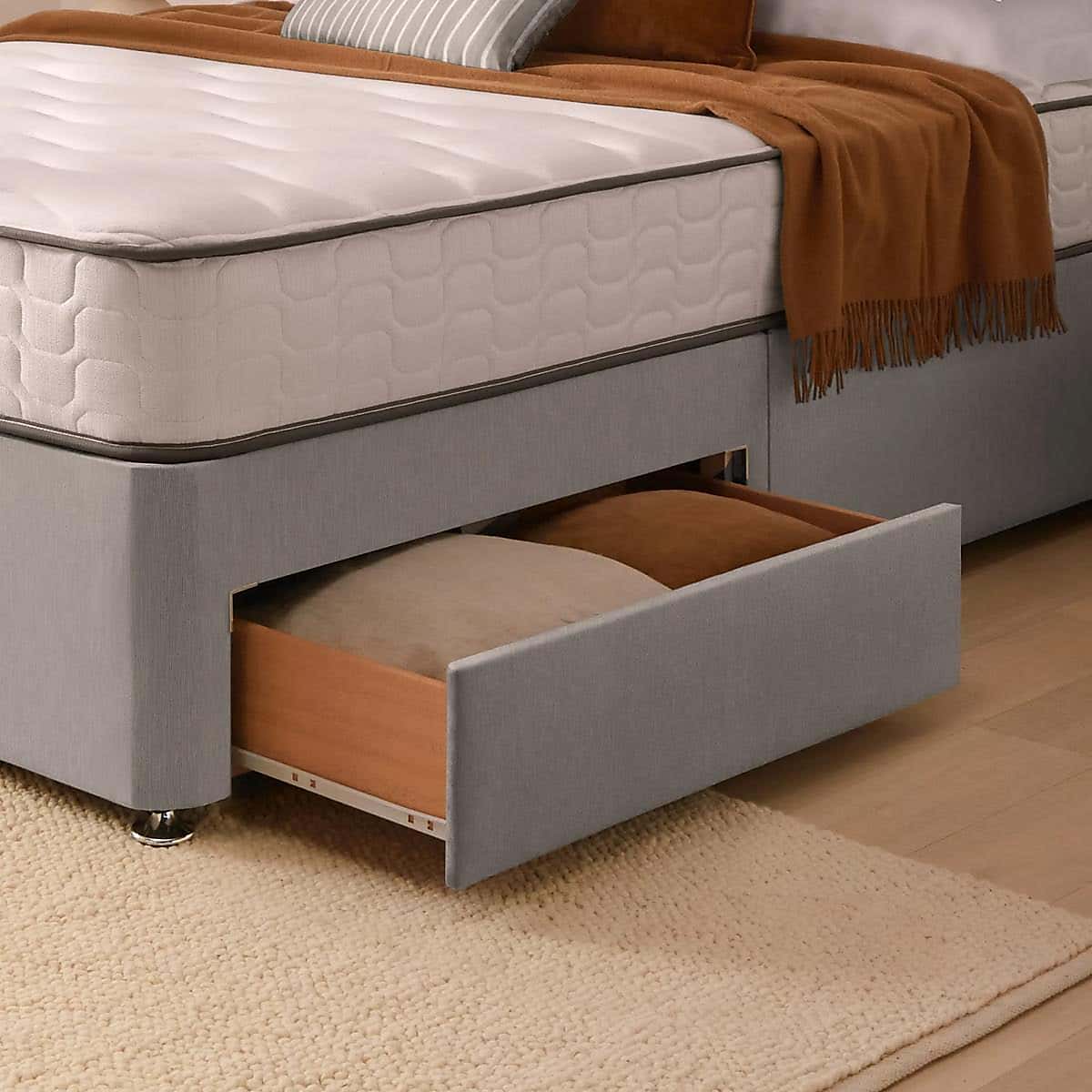 Silentnight 2 Drawer Divan Bed With Fabric Wave Headboard