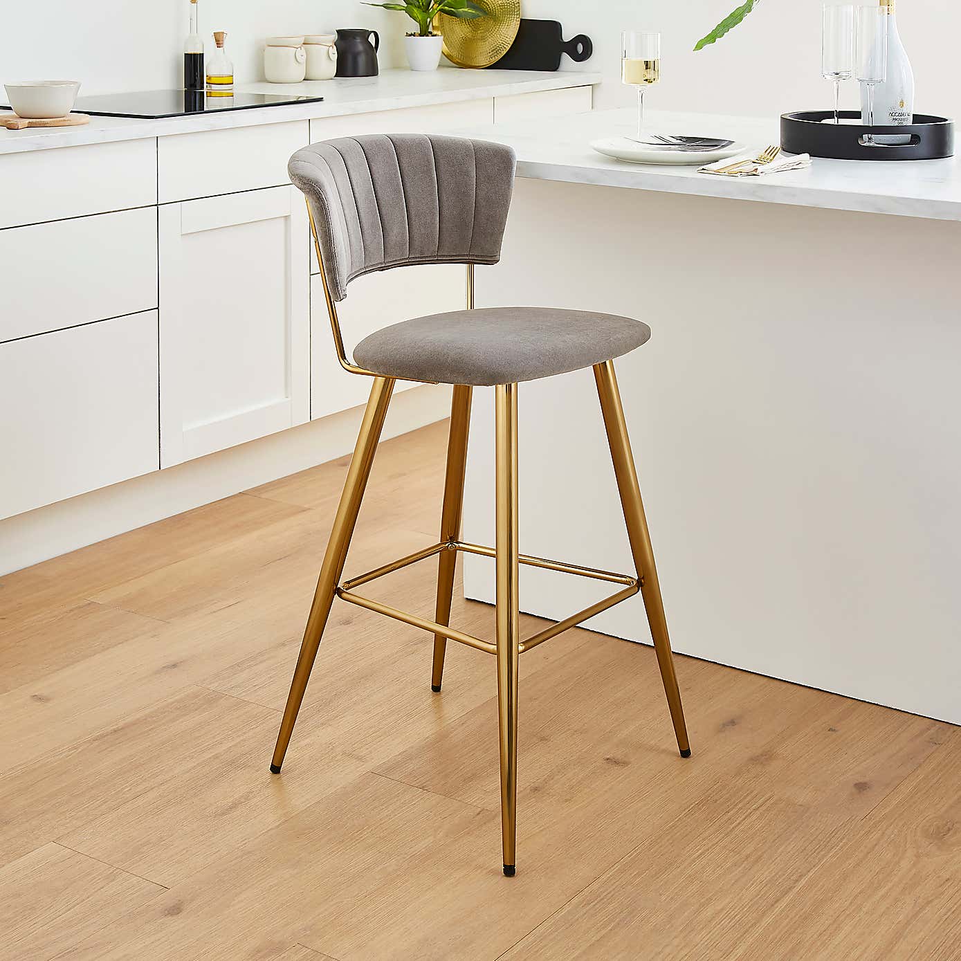 Kendall Velvet Bar Stool