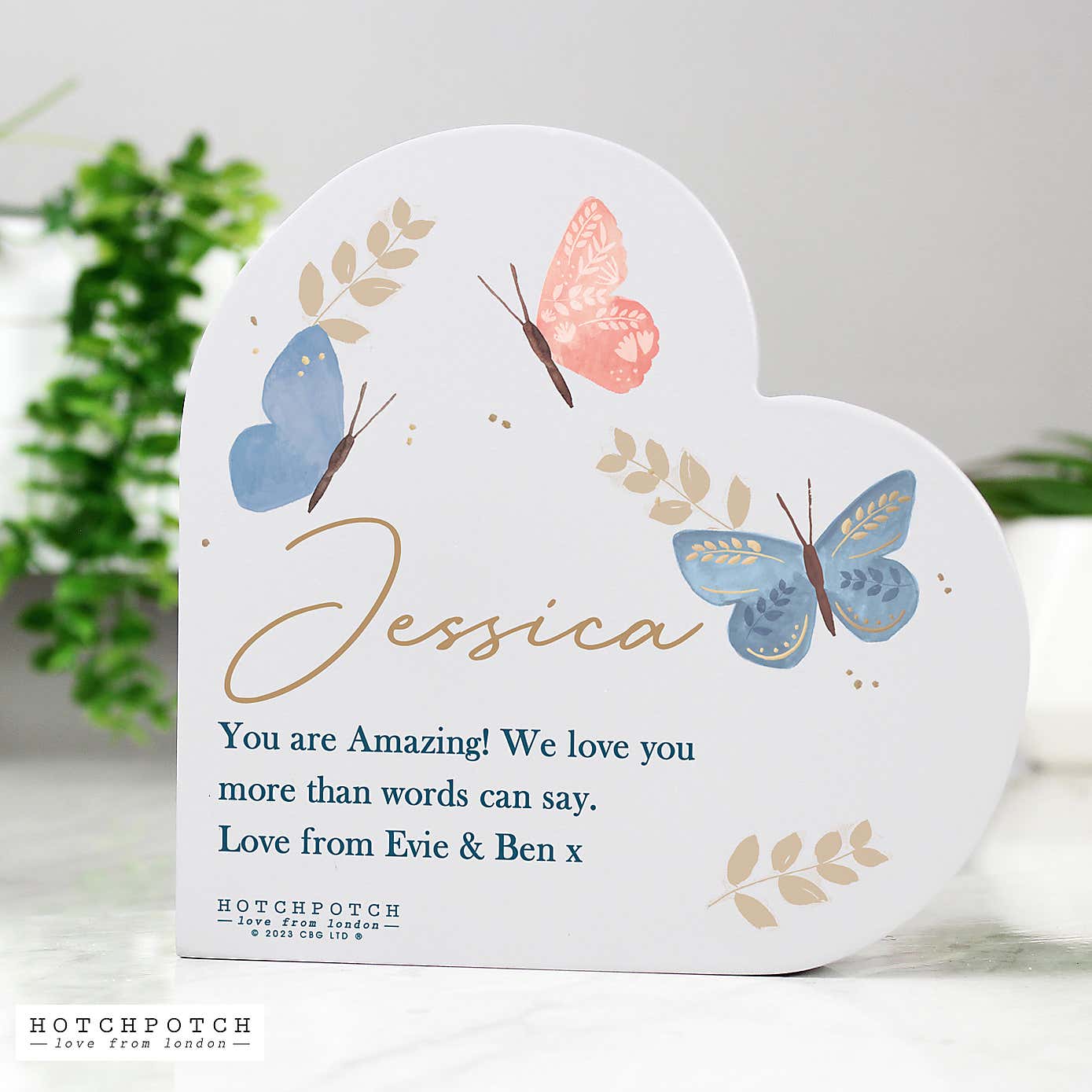 Personalised Butterly Heart Ornament