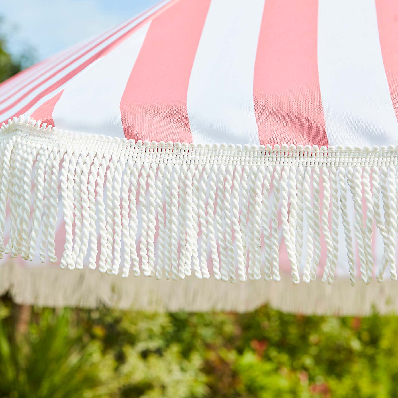 2m Striped Parasol With Fringe