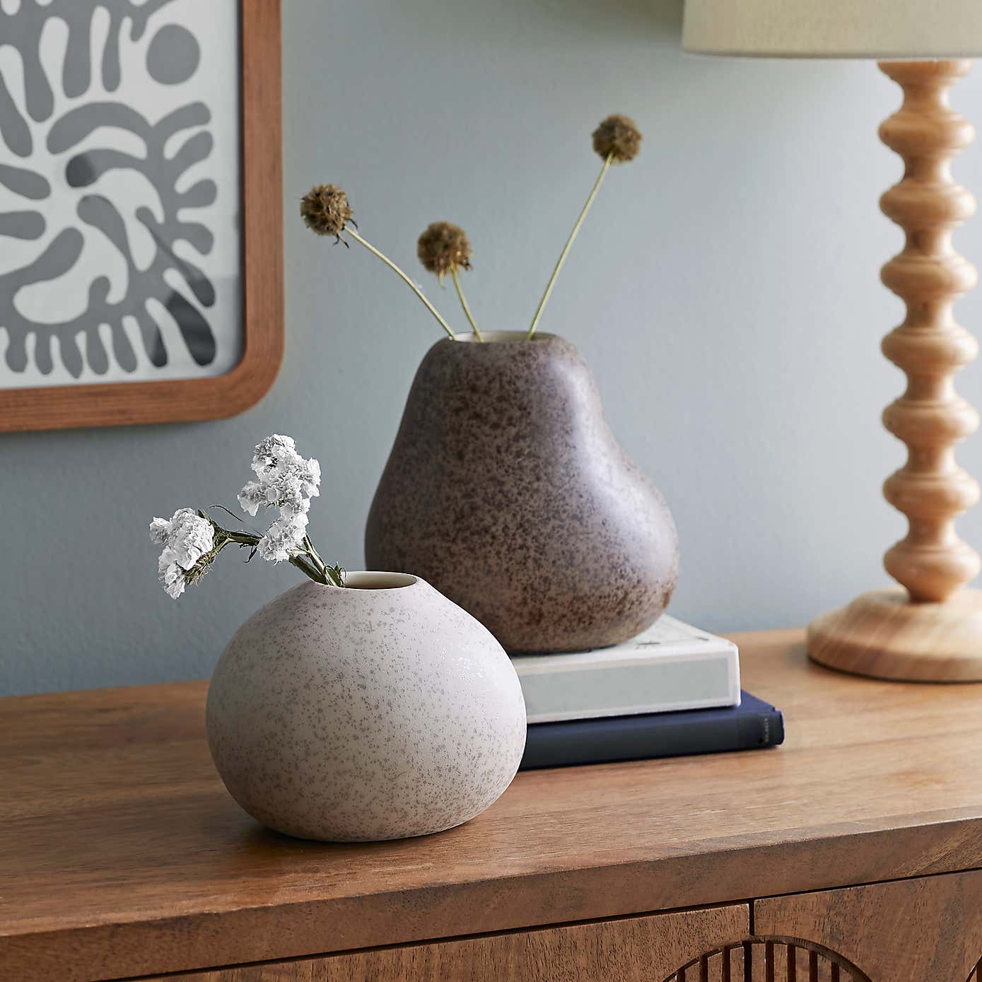 Set of 2 Ceramic Pebble Vases