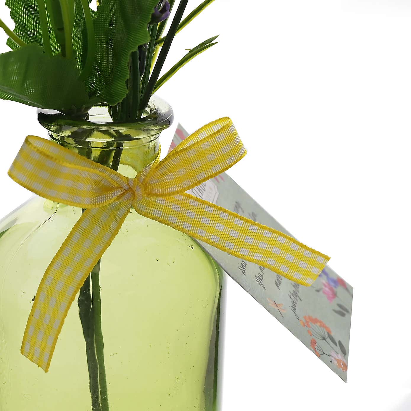 The Cottage Garden Artificial Bouquet in Green Glass Vase