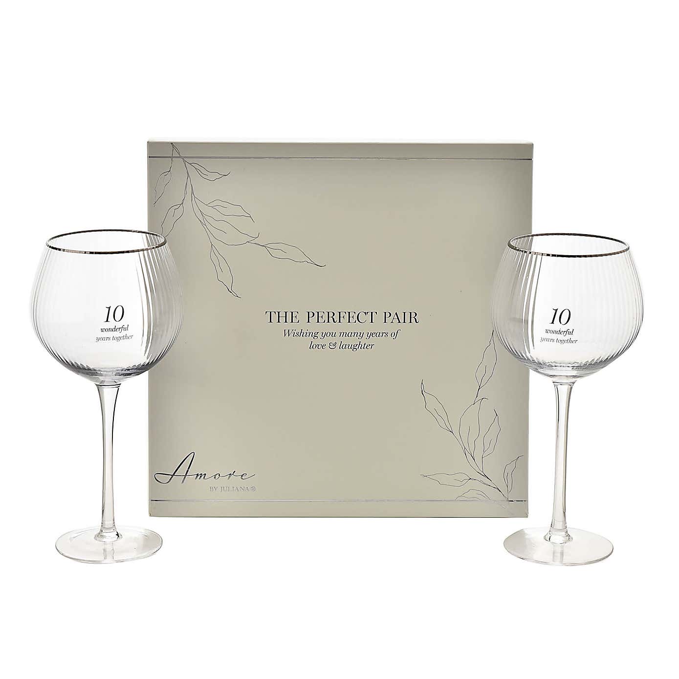 Amore Set of 2 10th Anniversary Gin Glasses