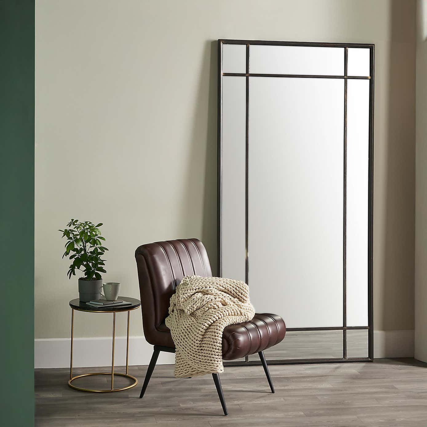 Antique Bronze Rectangular Full Length Leaner Mirror