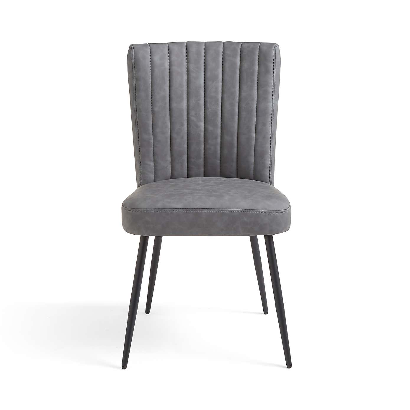 Taylor Dining Chair, Grey Faux Leather