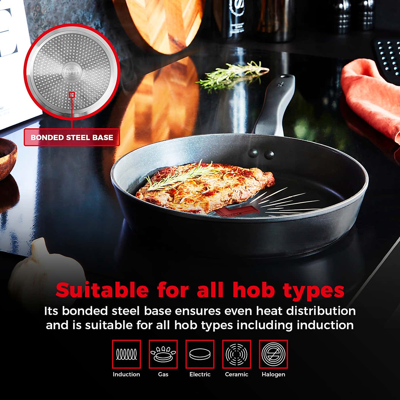 Tower Smart Start Non-Stick Forged Aluminium Frying Pan, 24cm