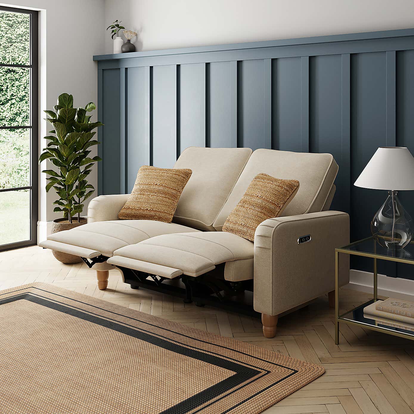 Beatrice Luna Fabric Natural Power Recliner Armchair