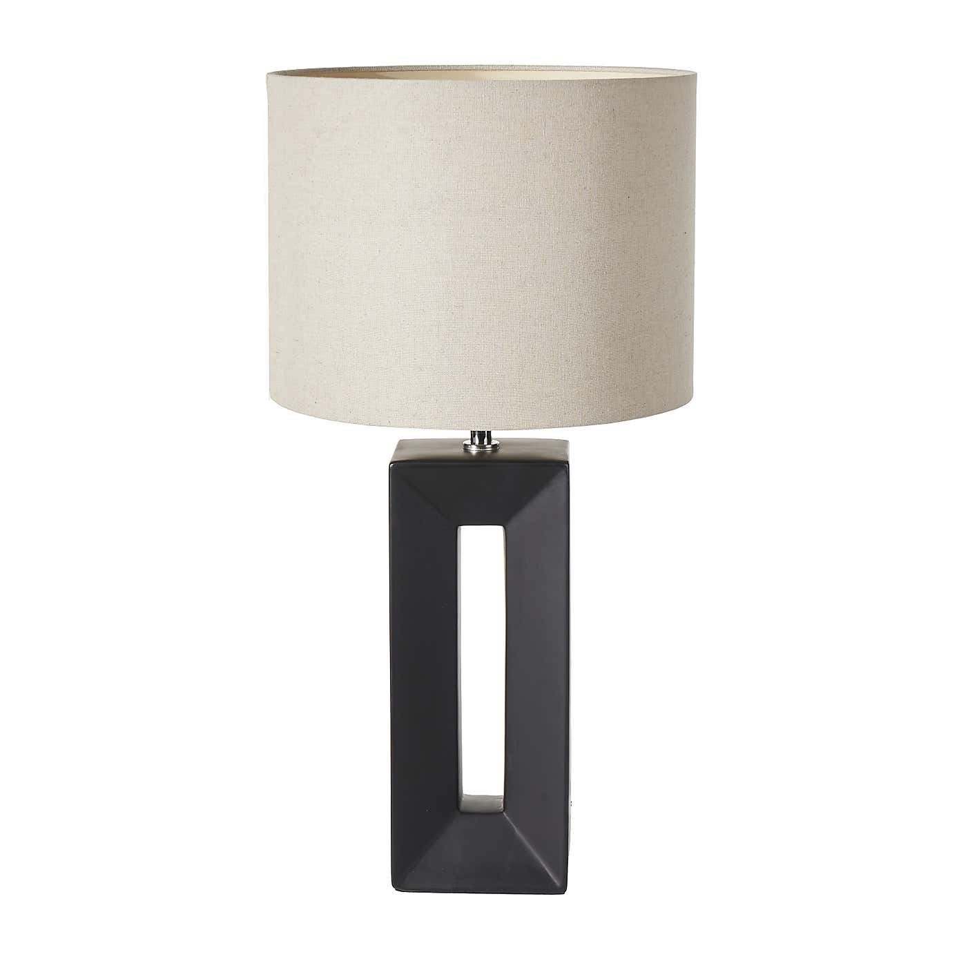 Block Tall Black Ceramic Table Lamp