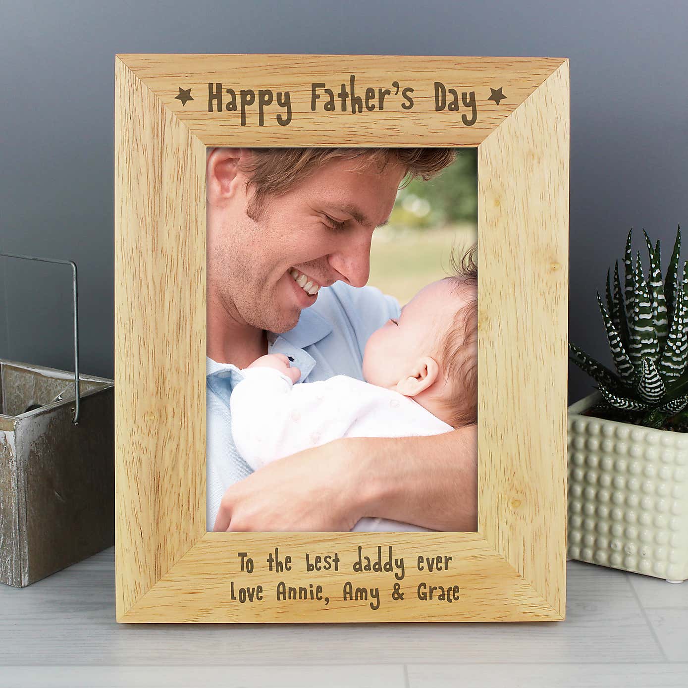 Personalised Happy Father's Day Wooden Photo Frame
