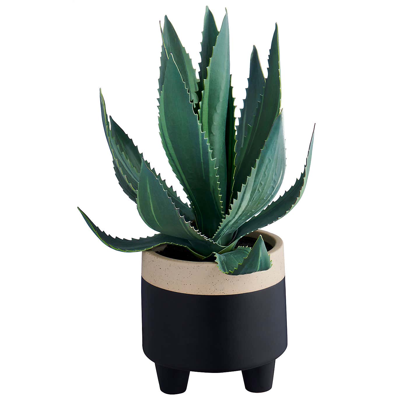 Artificial Aloe Vera in Black Footed Plant Pot