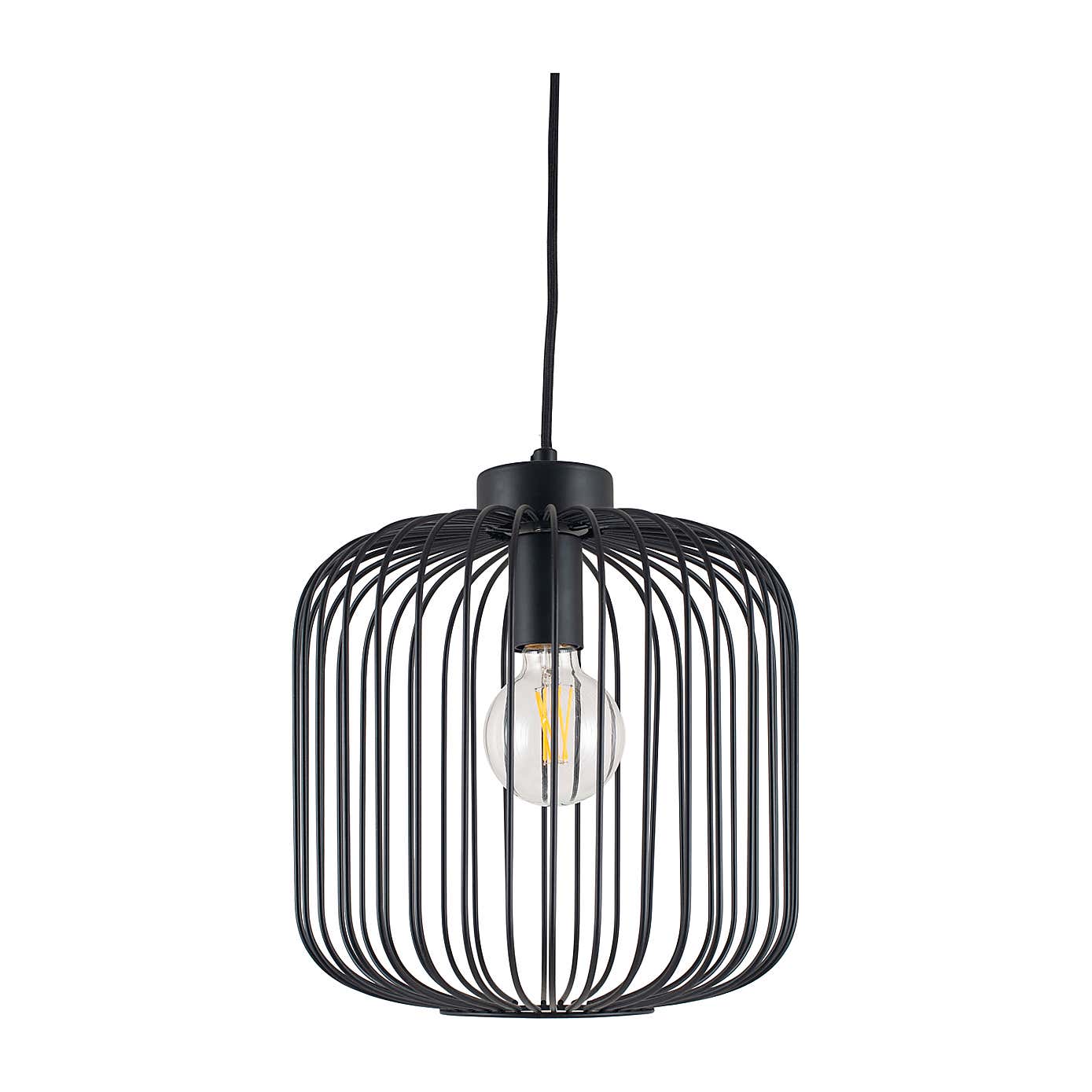 Dania Metal Wire Pendant, Matt Black