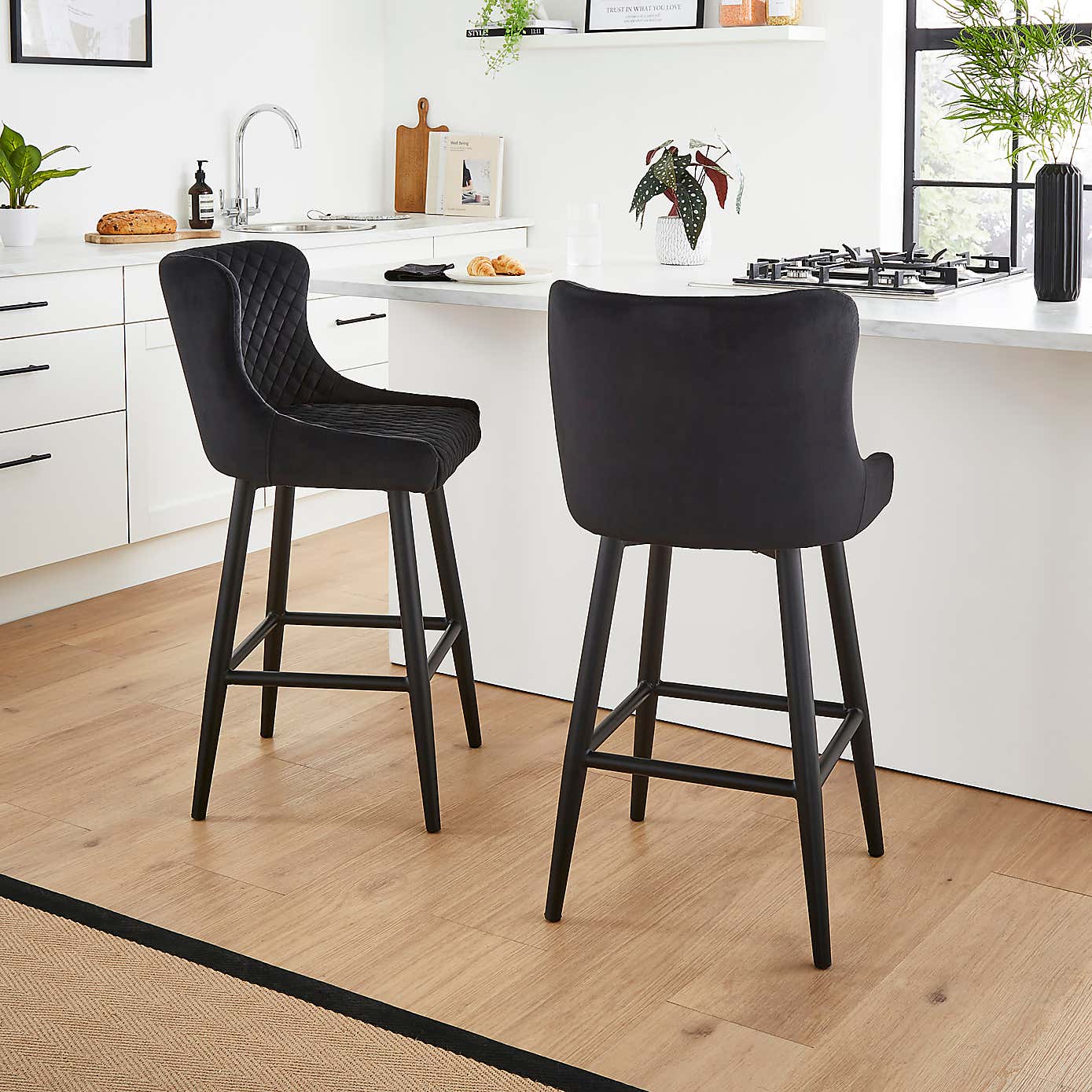 Montreal Bar Stool Charcoal Velvet
