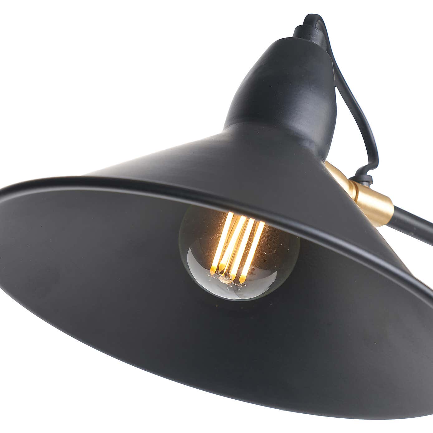 Return - Canton Matt Black and Brass Metal Cone Wall Light