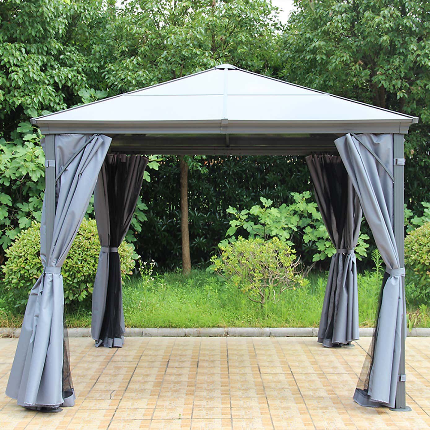 Lugano Polycarbonate 3m x 3m Grey Gazebo