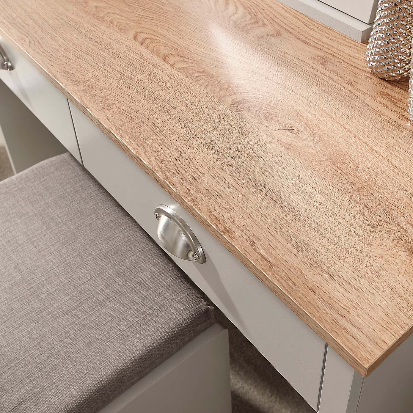 Kendal 2 Drawer Dressing Table Set with Mirror, Grey