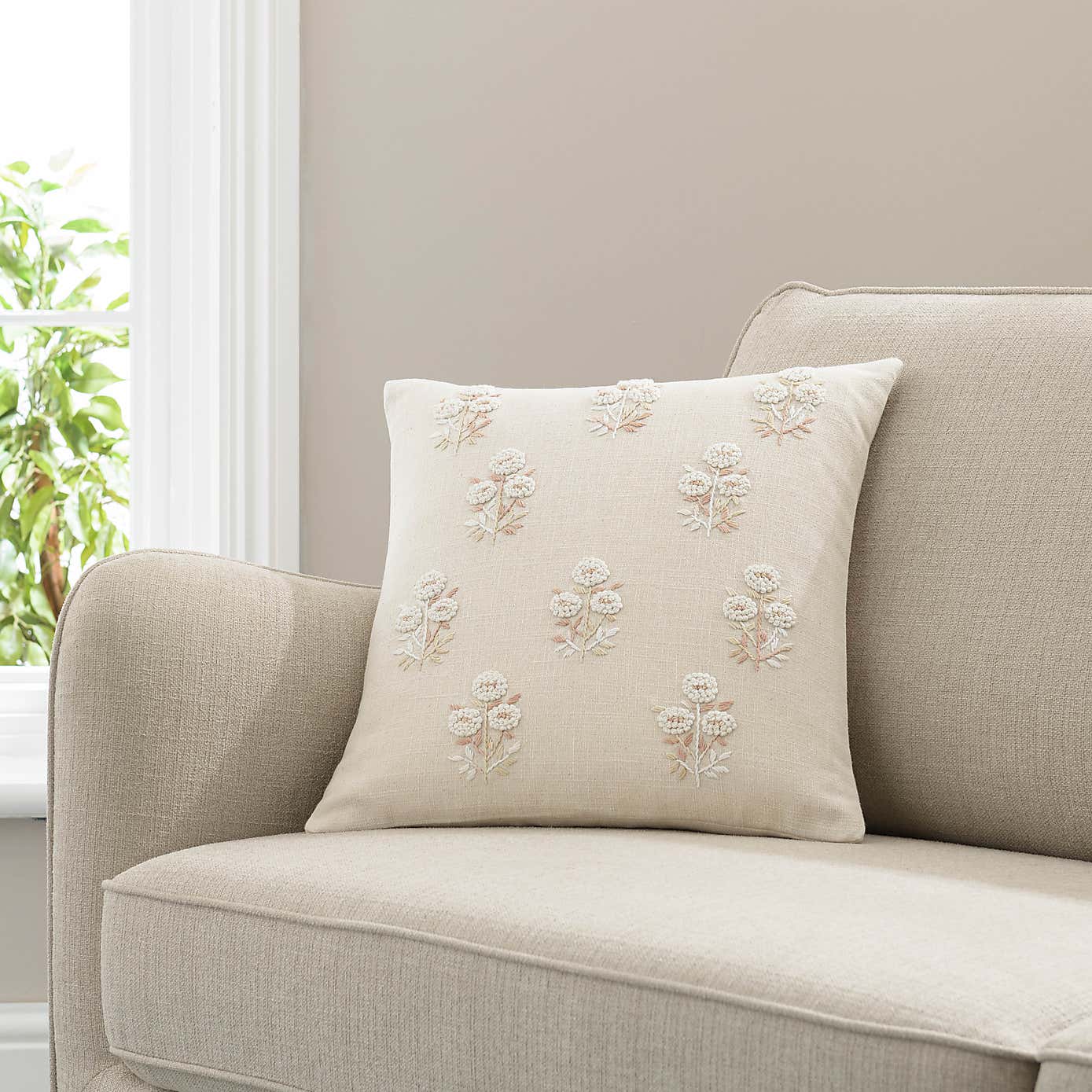 French Knot Floral Cushion Cover