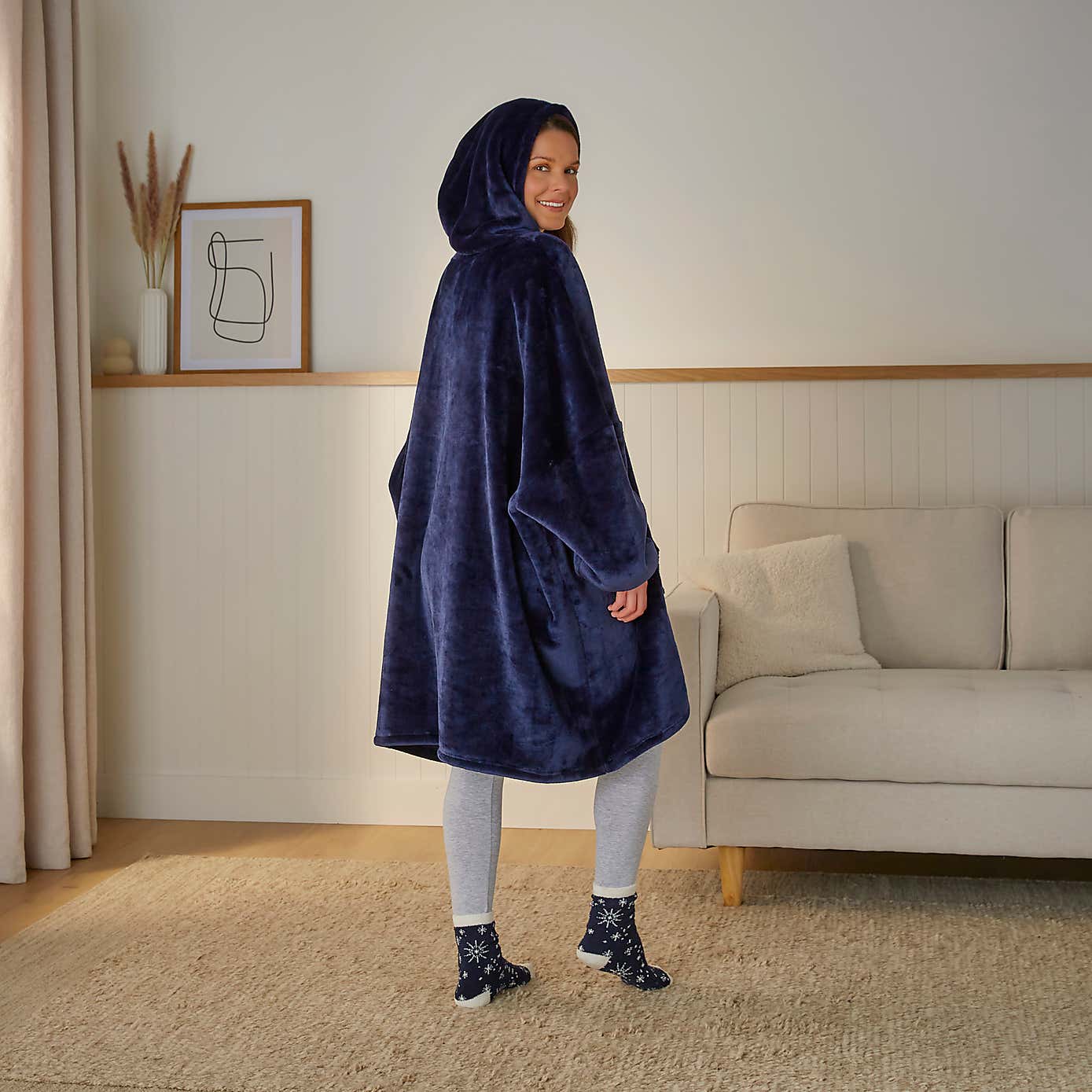 Velvet Oversized Hoodie with Fur Lining