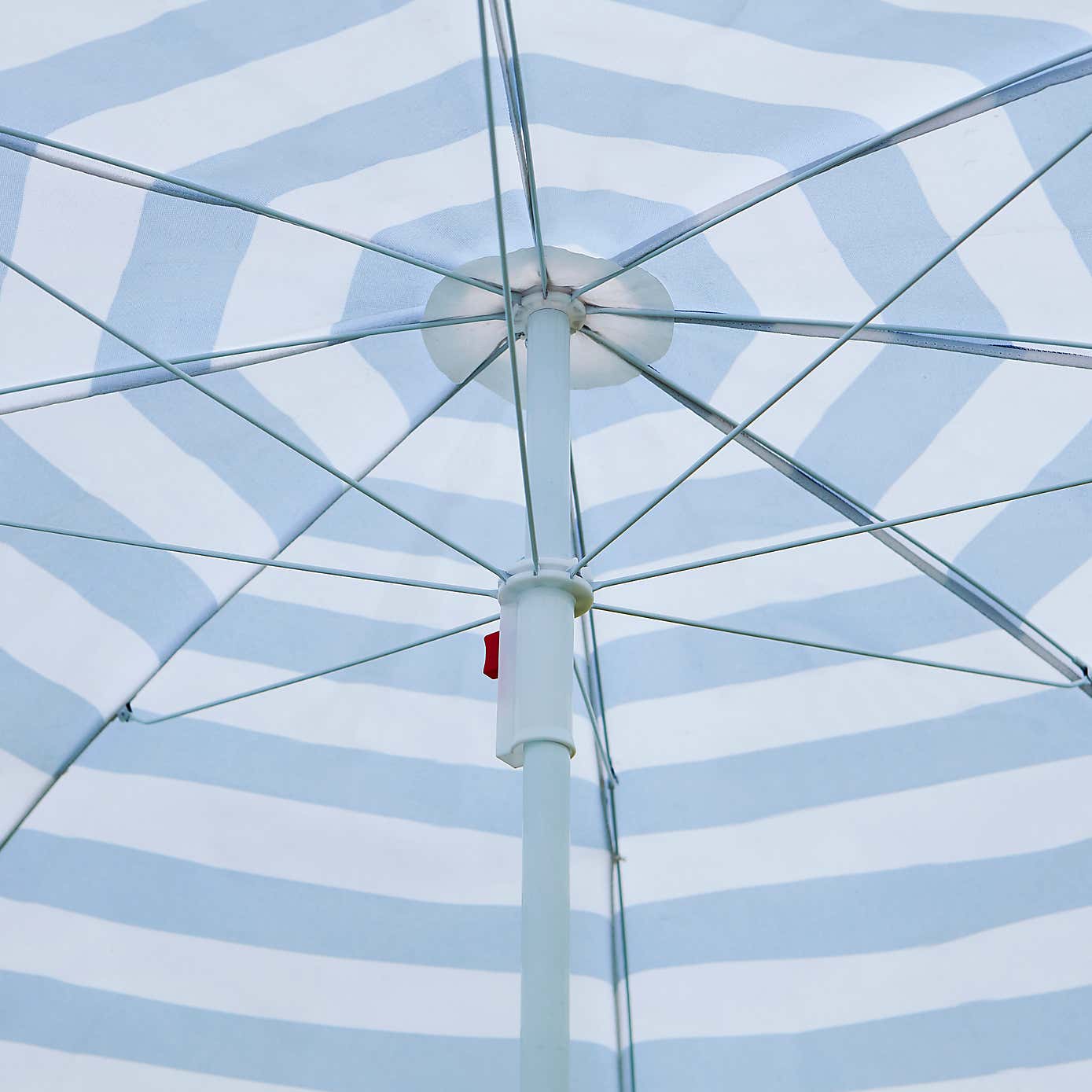 Blue and White Striped Beach Parasol