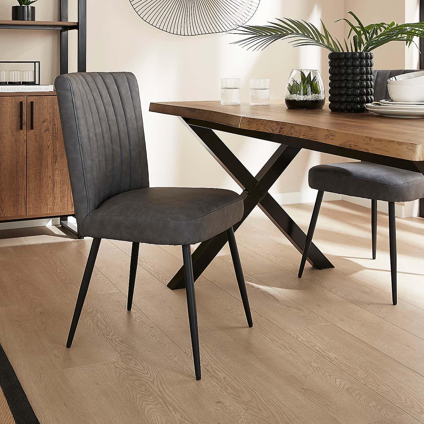 Taylor Dining Chair, Grey Faux Leather