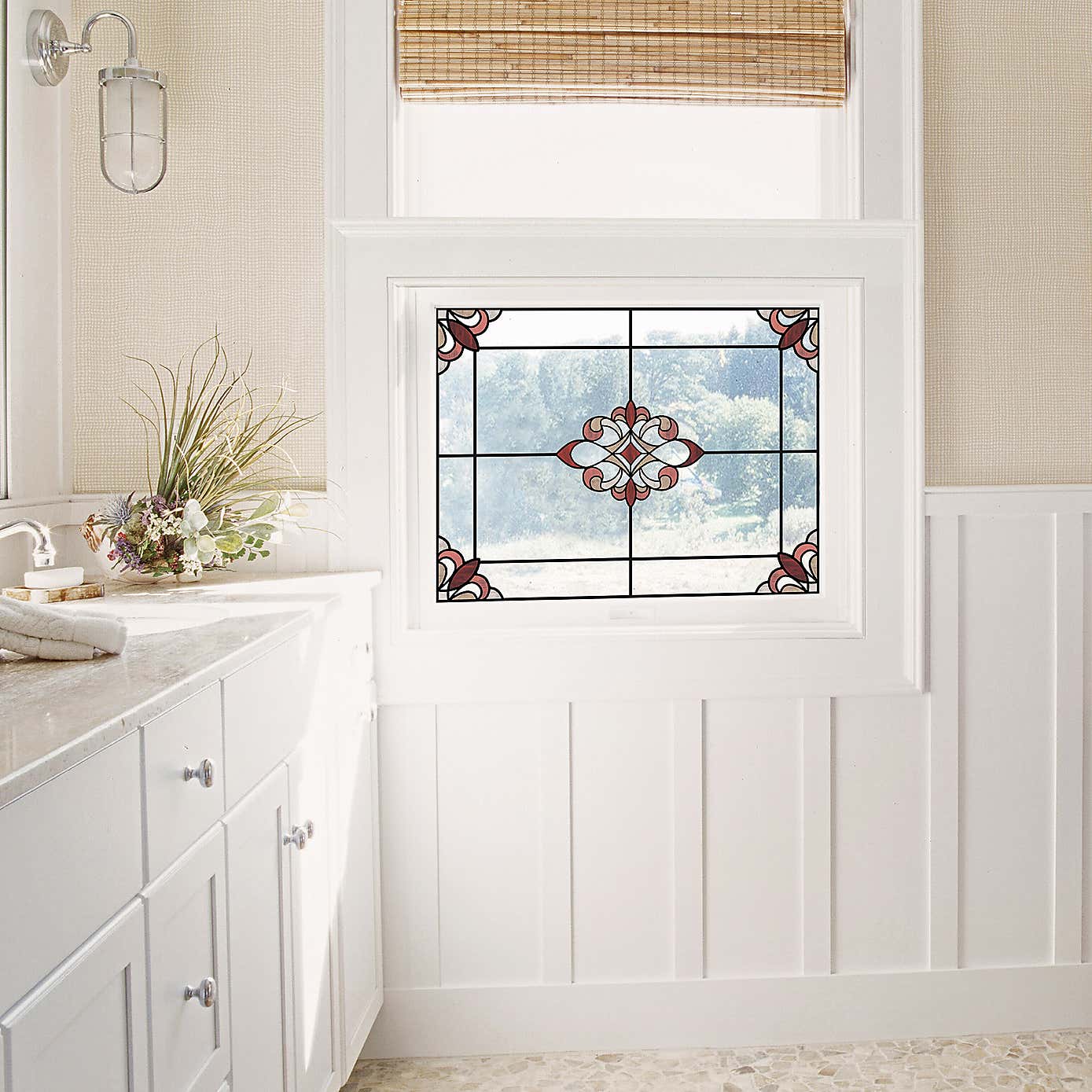 Red Westwood Static Stained Glass Decal