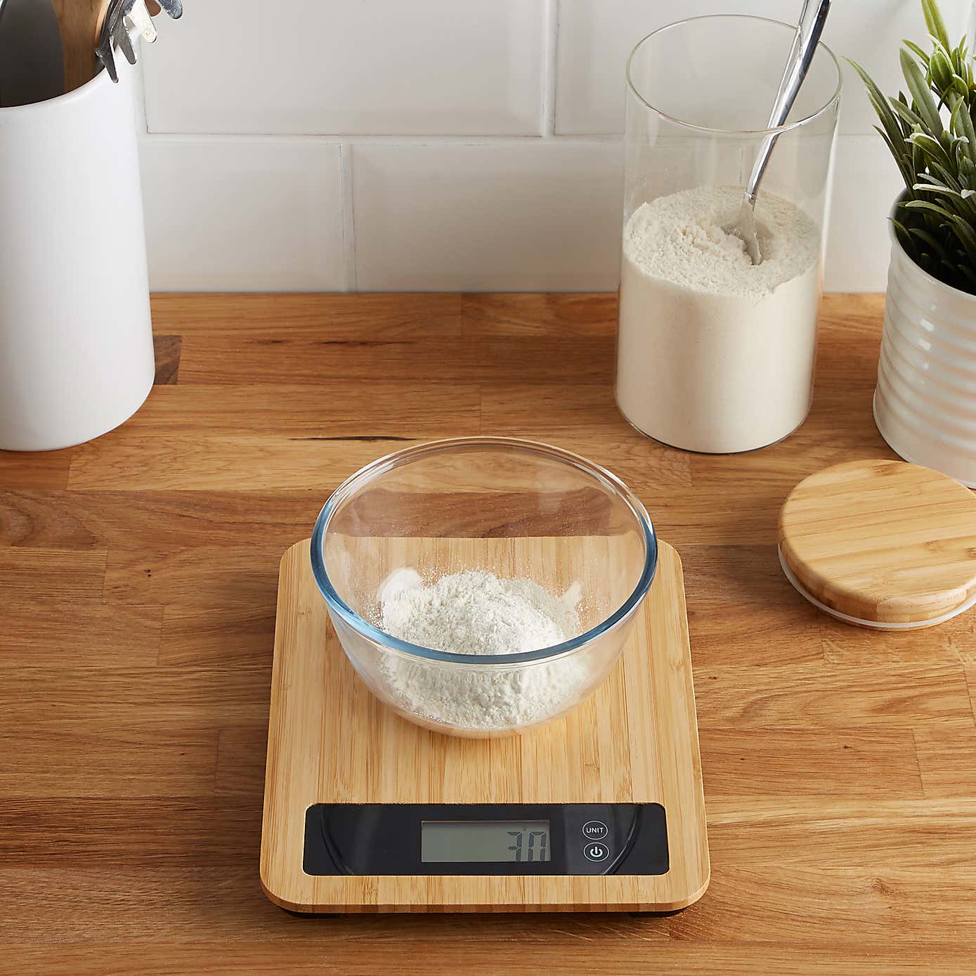 Dunelm Bamboo Electronic Kitchen Scales