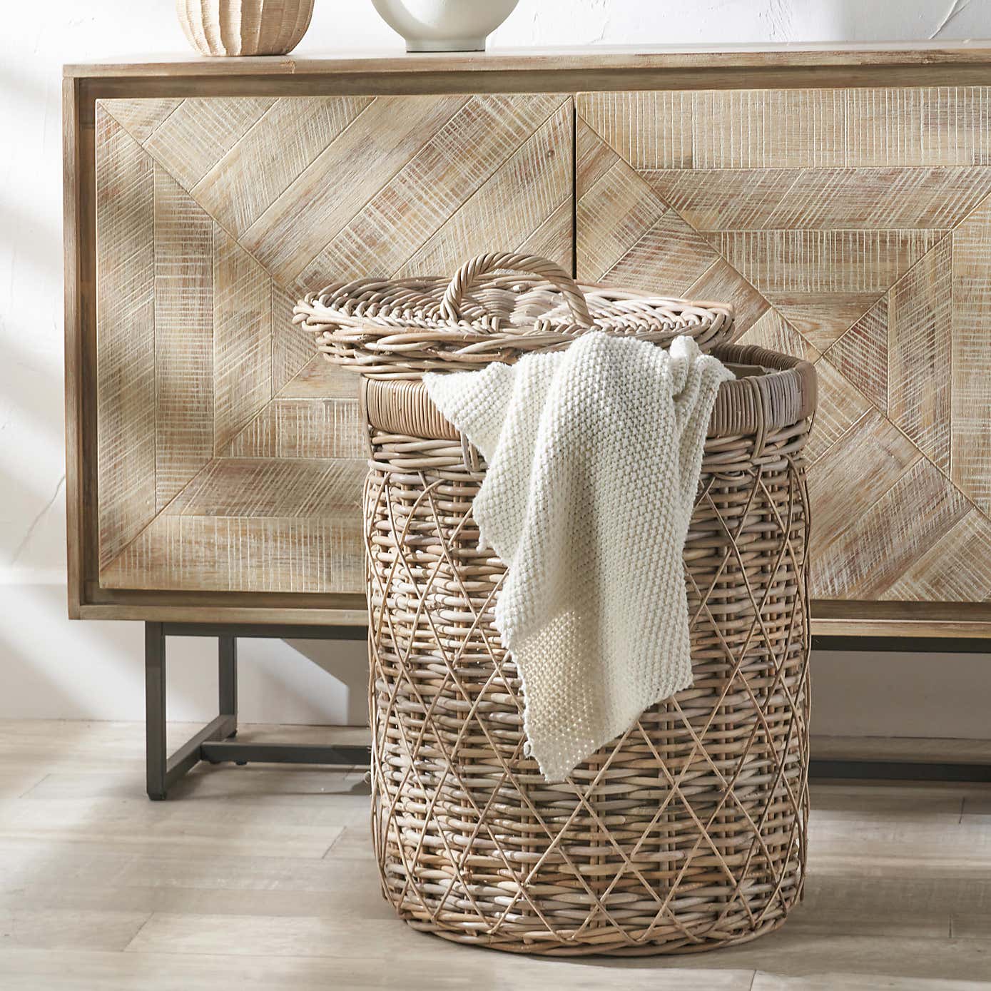 Round Rattan Laundry Basket