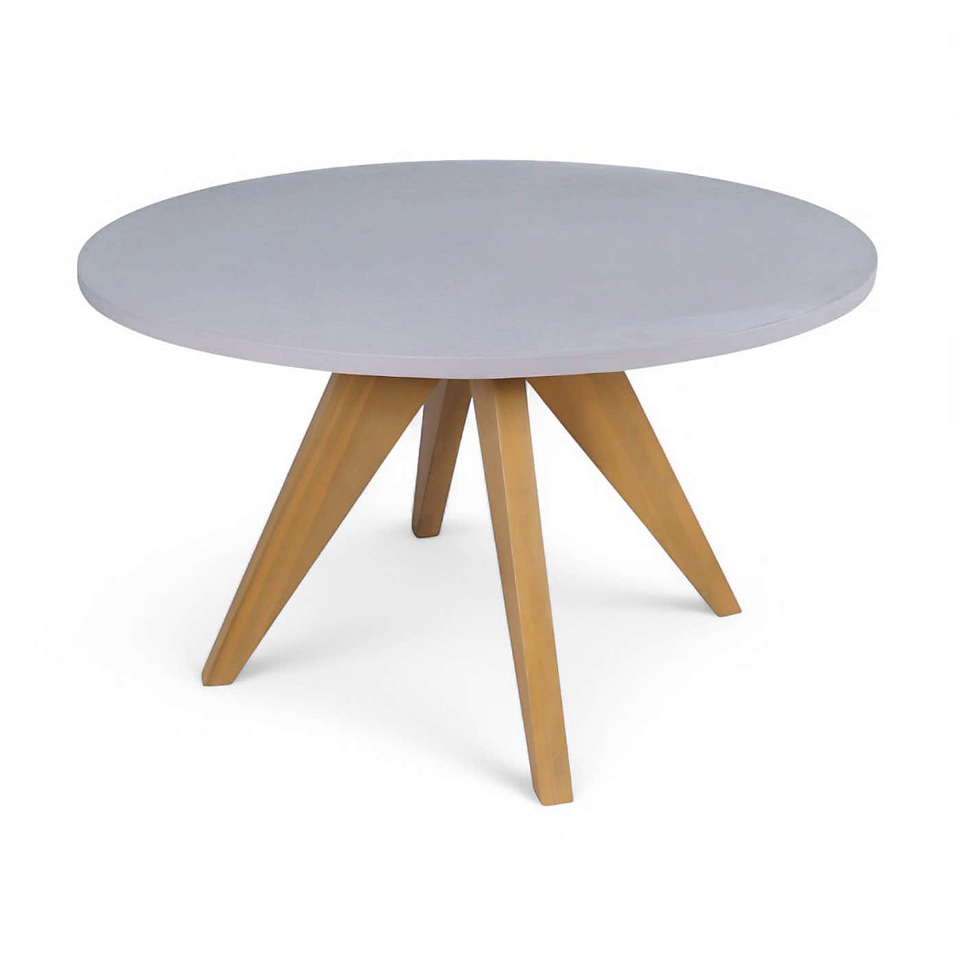 A.Mir Luna Round Outdoor Concrete Dining Table with 6 Sol Dining Chairs