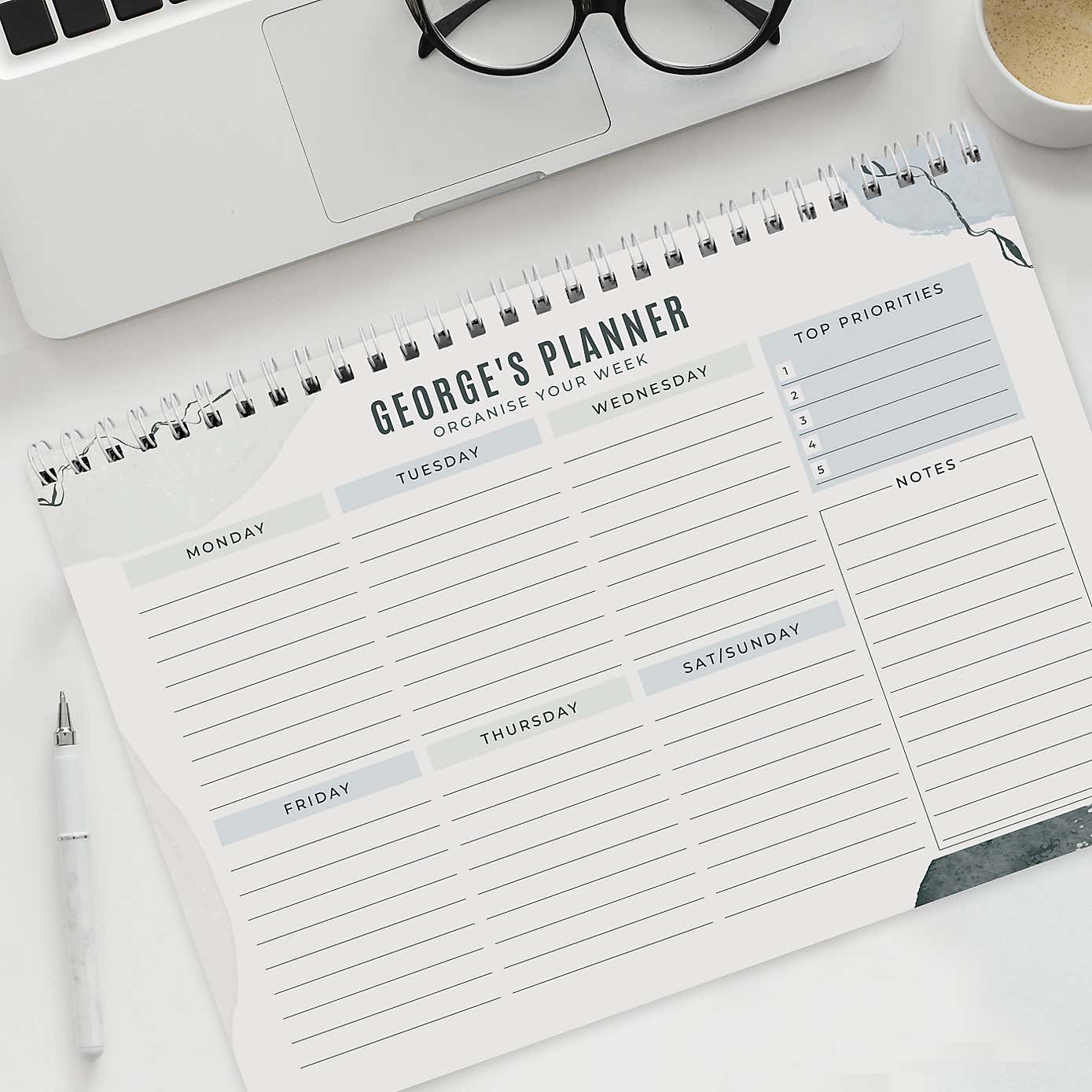 Personalised Abstract A4 Desk Planner