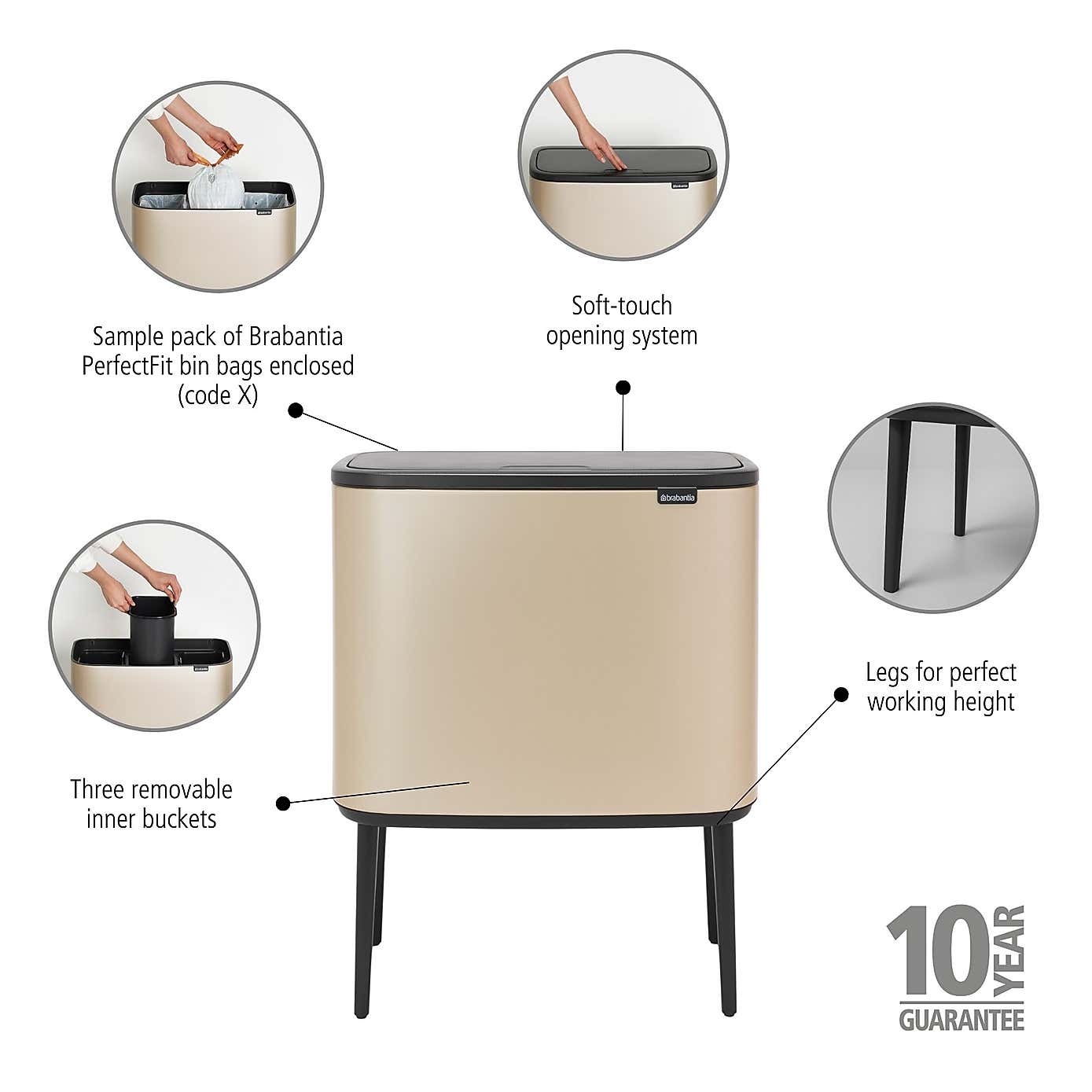 Brabantia Bo 3 x 11L Touch Bin Hi