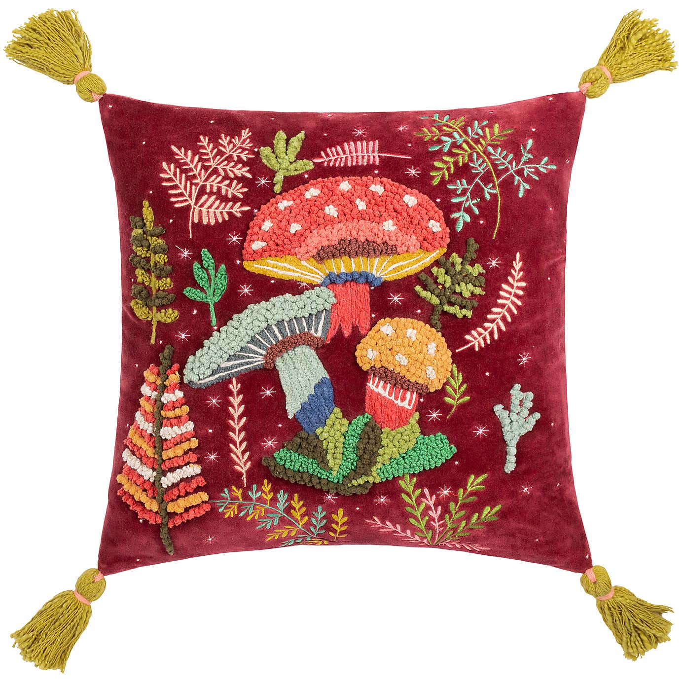 Wylder Magic Mushrooms Square Cotton Cushion Cover