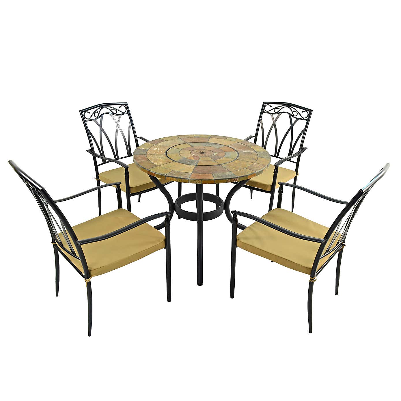 Bayfield Firepit 89cm Table with 4 Ascot Chairs Set