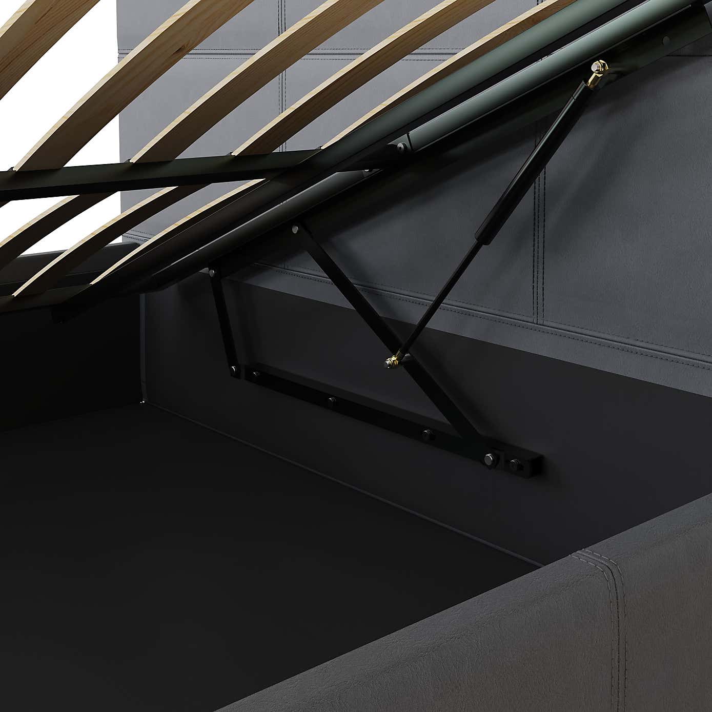 Side Lift Ottoman Bed Frame, Faux Leather