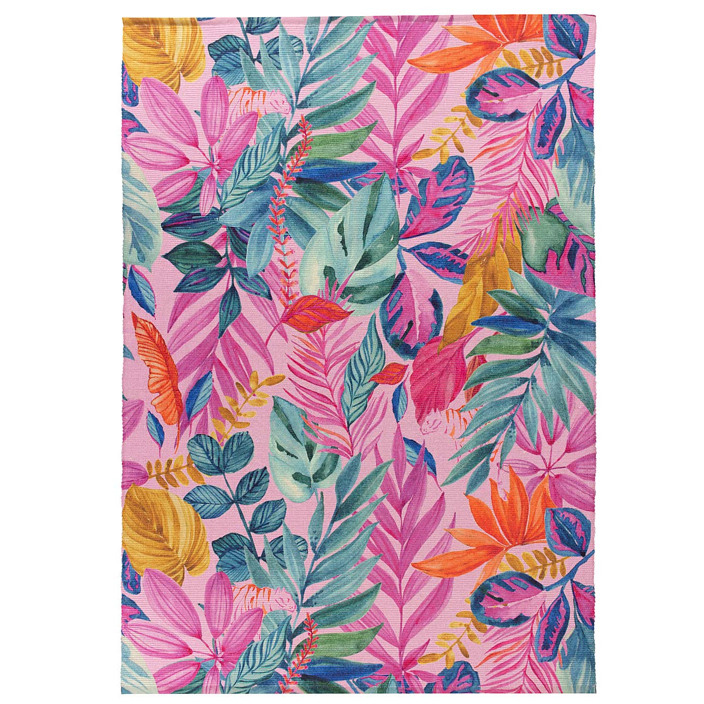 furn. Psyc Jungle Pink Washable Indoor Outdoor Rug