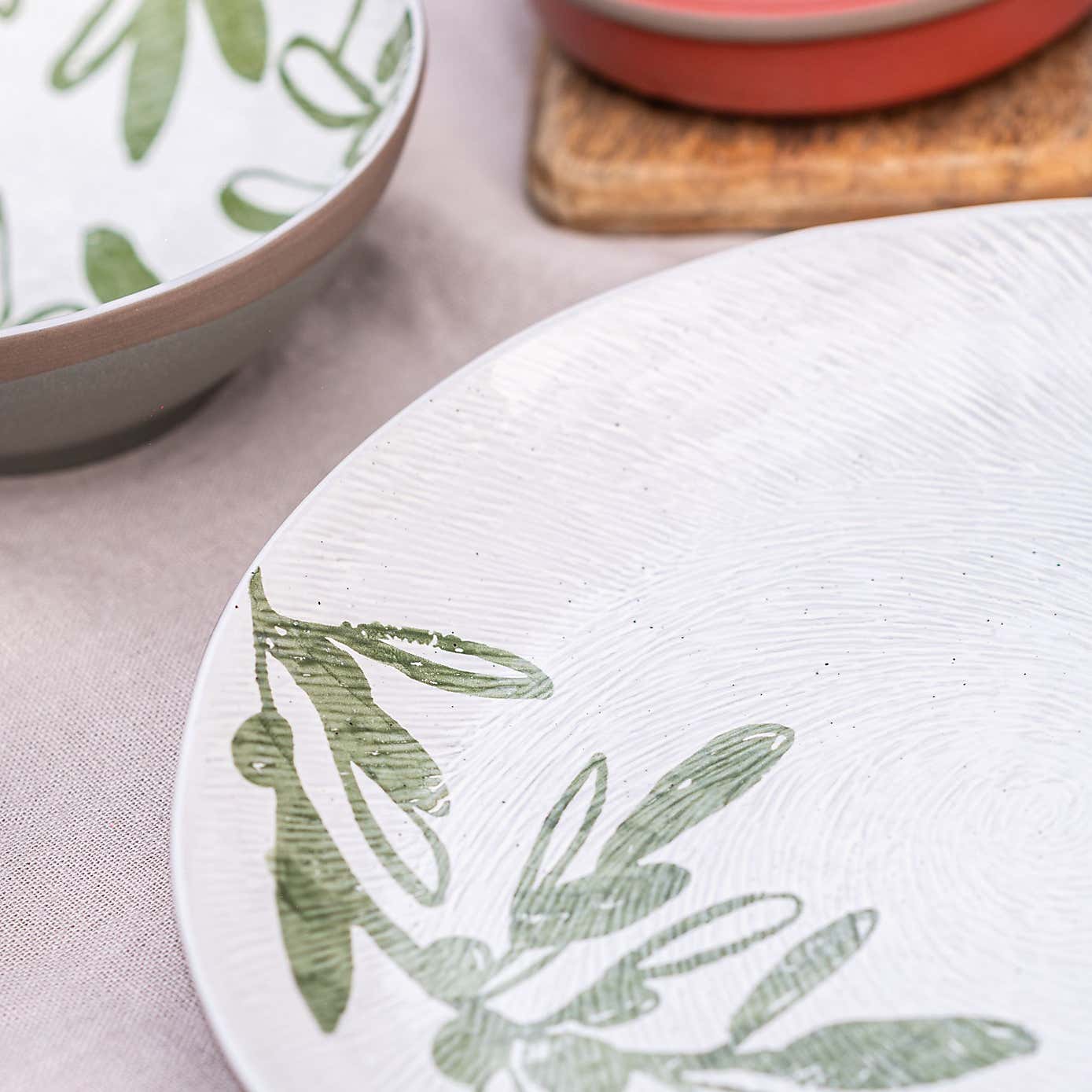 PurerHome x Eden Project Set of 4 Olives Stoneware Dinner Plates