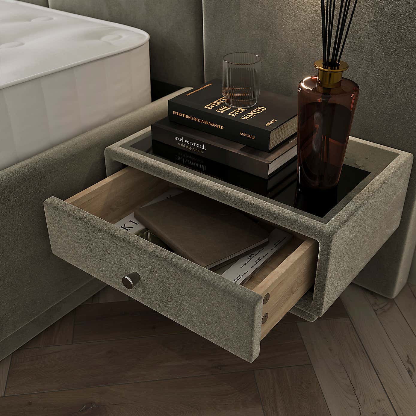 Oversized Hotel Bed Frame, Velvet