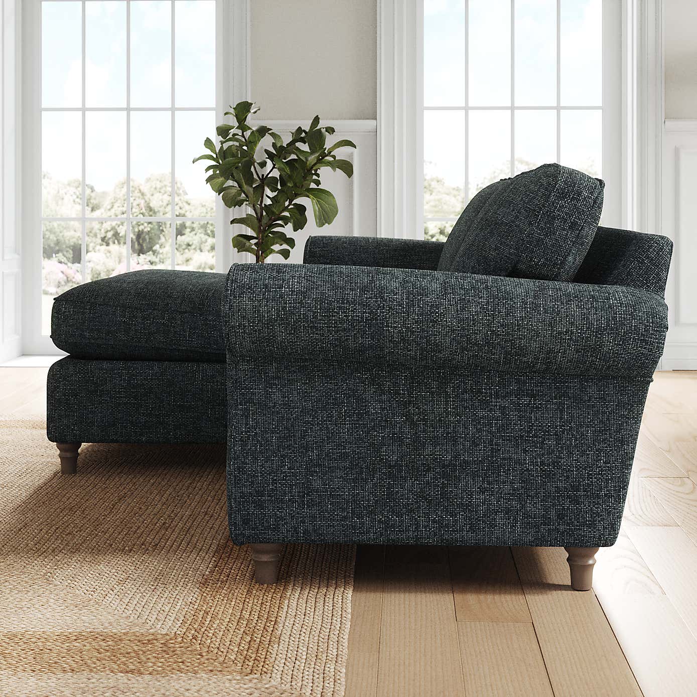 Flori Corner Chaise Sofa, Chunky Chenille