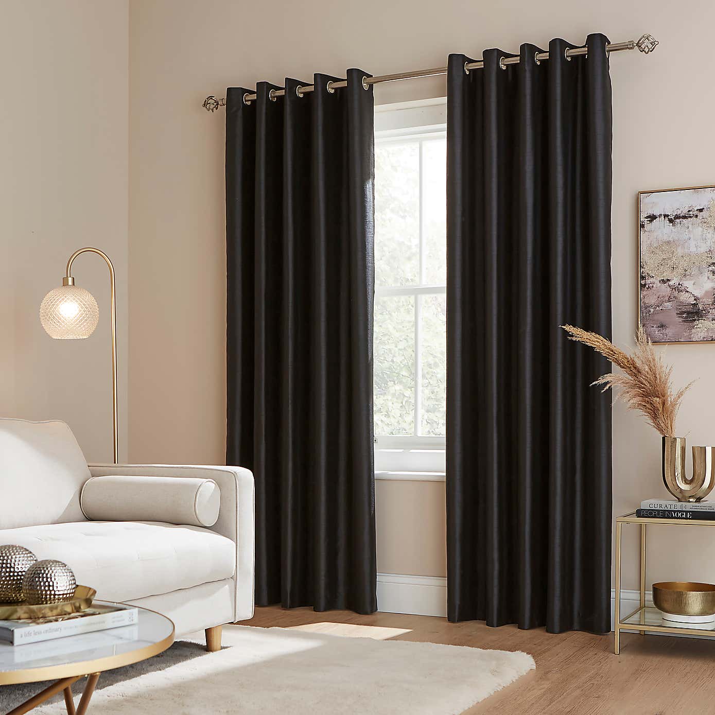 Novanna Faux Silk Blackout Eyelet Curtains