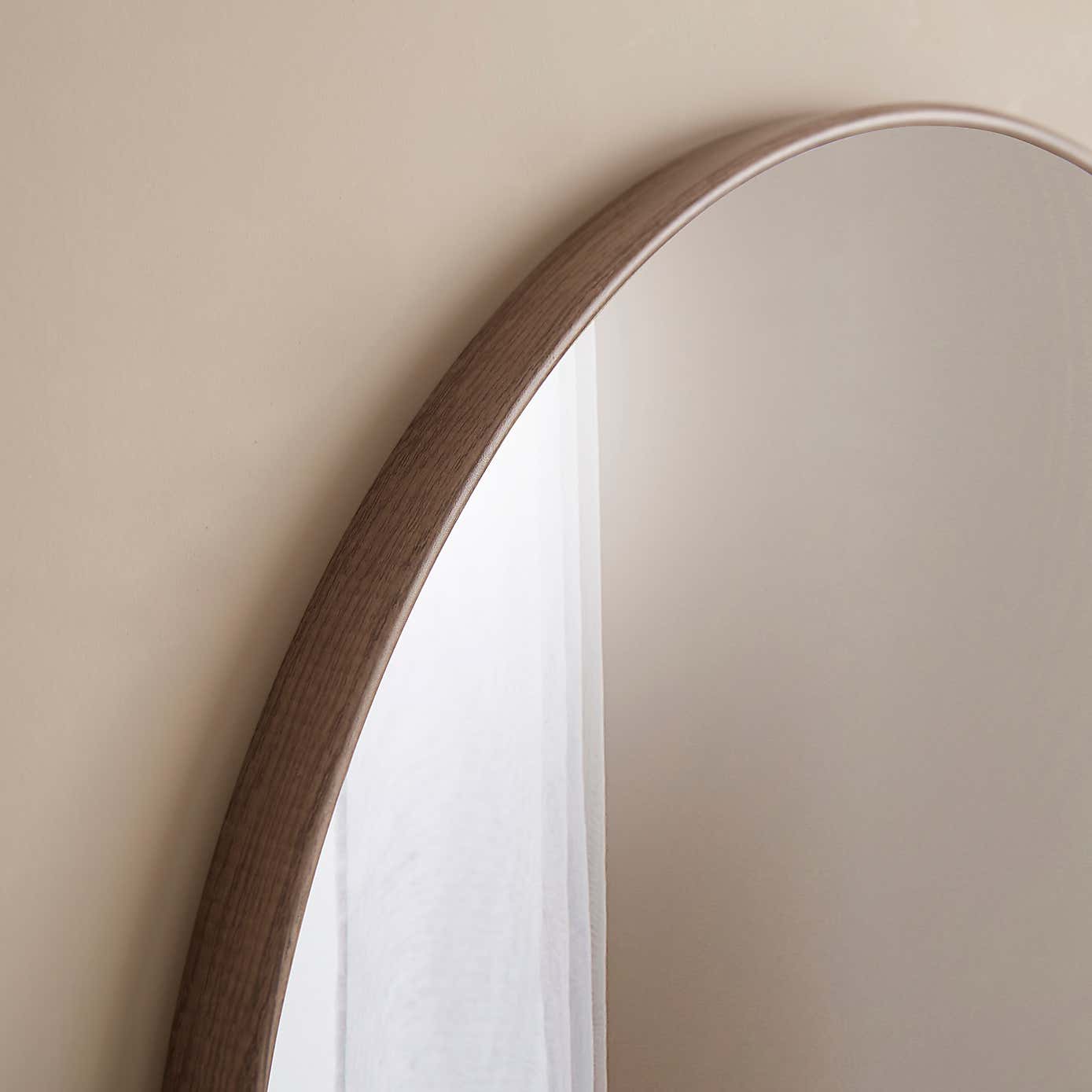 Oslo Round Wooden Effect Mirror, 70cm