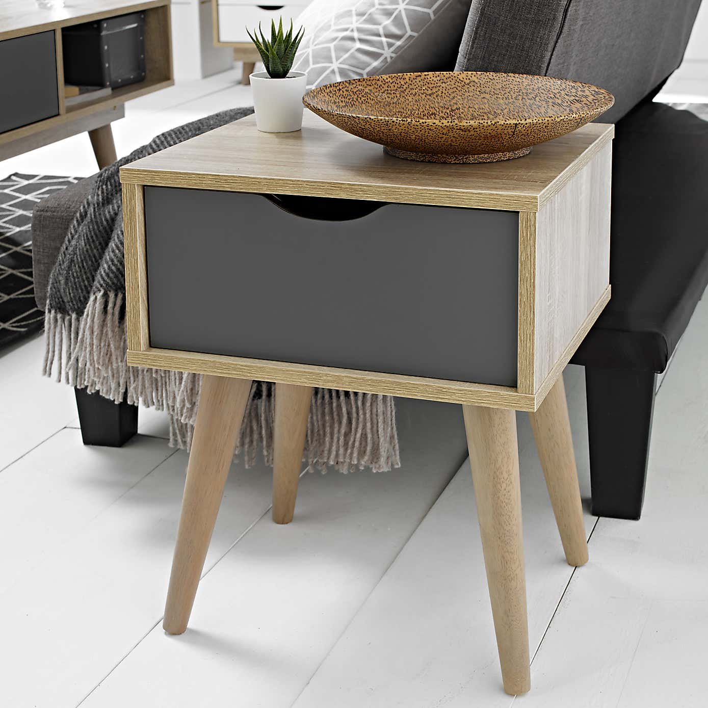 Scandi 1 Drawer Bedside Table