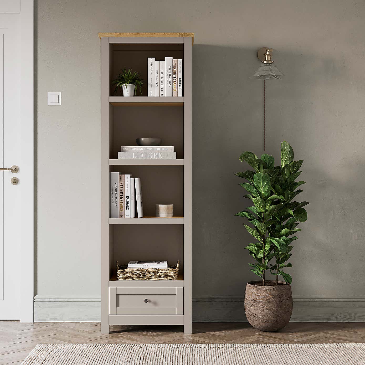 Olney Narrow Bookcase, Stone