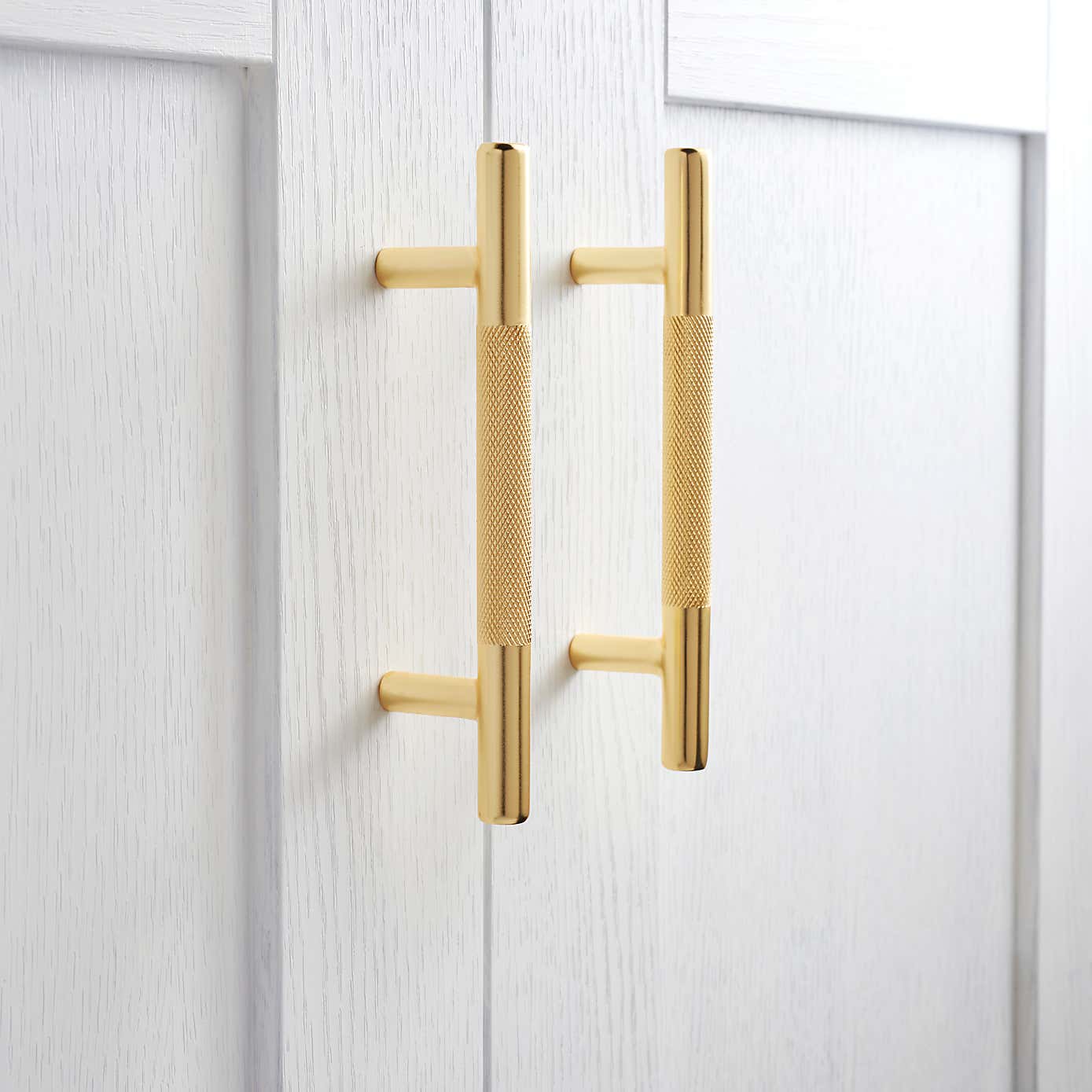 Set of 2 Knurled T-Bar Door Handles