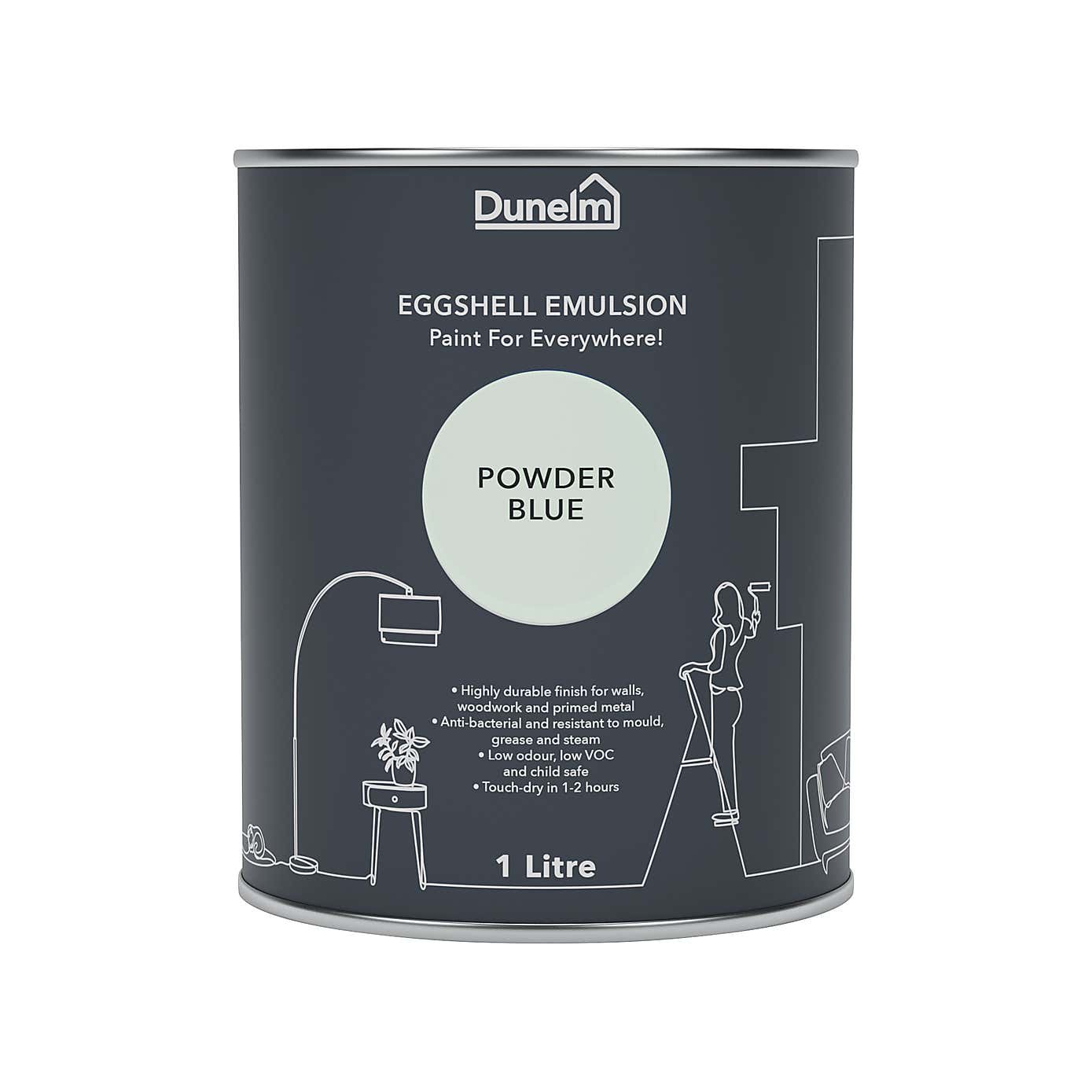 Dunelm Powder Blue Eggshell Emulsion Paint