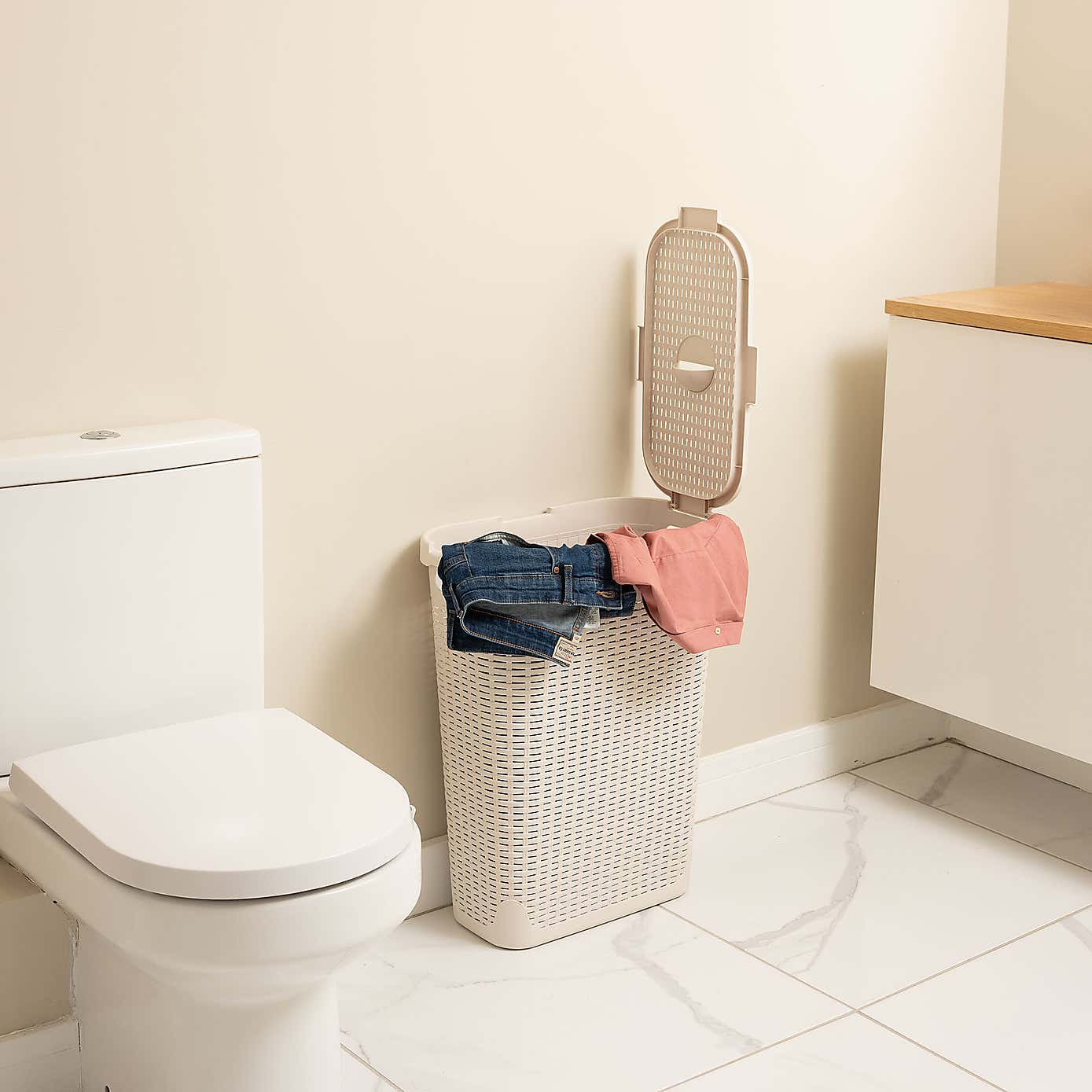 Addis Rattan Slim Natural Laundry Basket