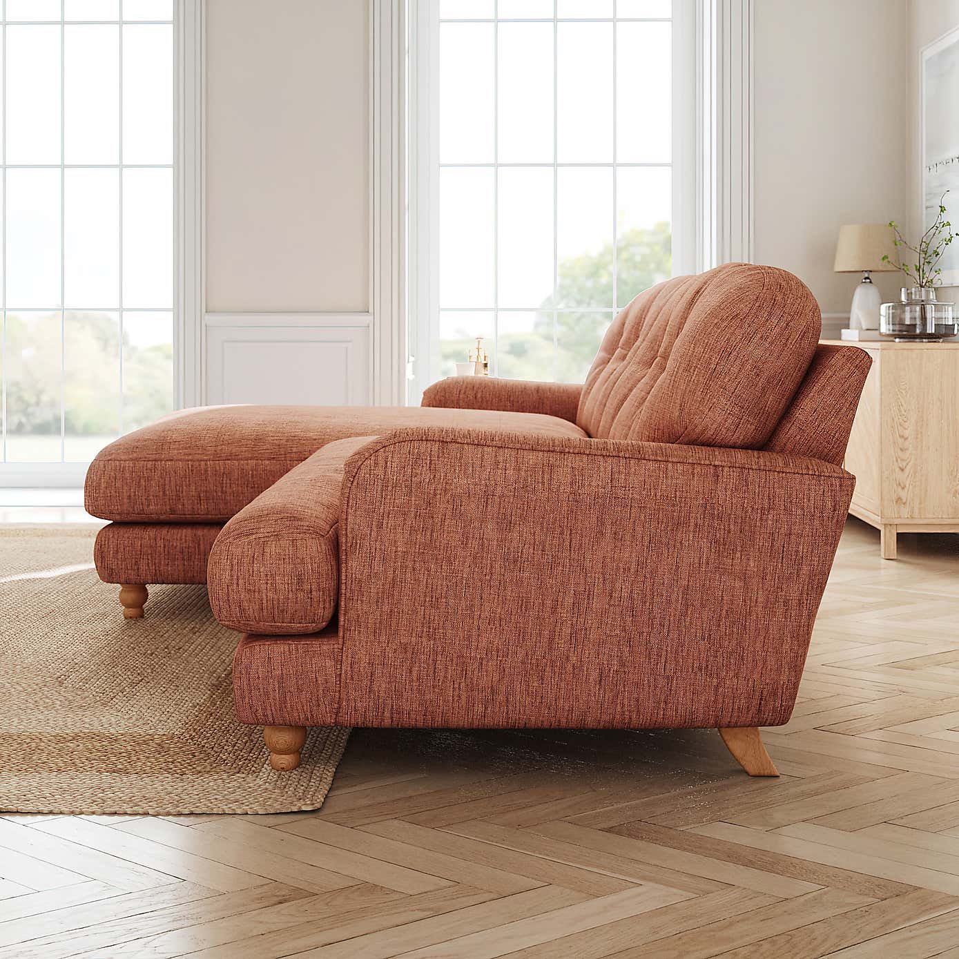 Martha Slub Faux Linen Corner Chaise Sofa