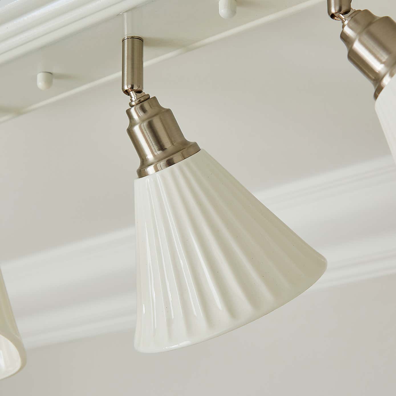 Lilbourne Ribbed Ceramic 3 Light Adjustable Flush Spotlight