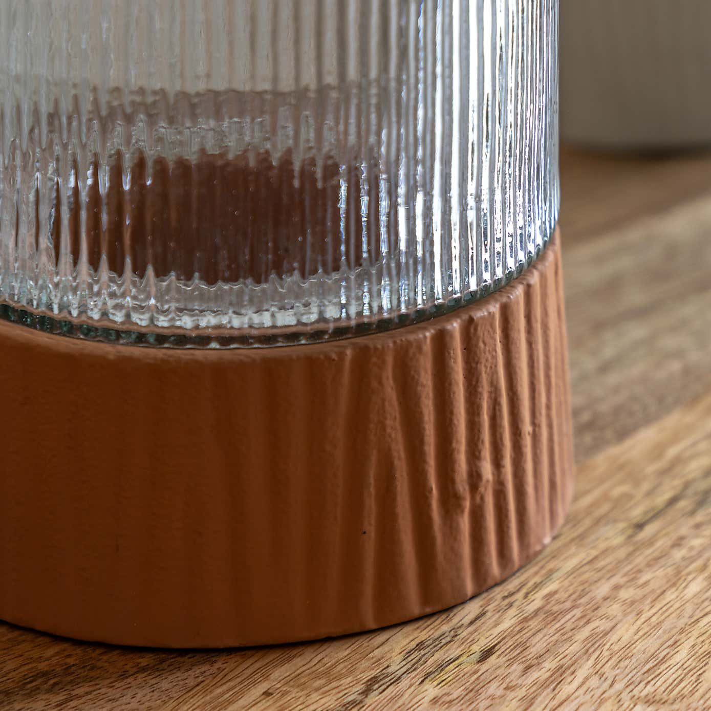 Zahara Terracotta Glass Hurricane Candle Holder