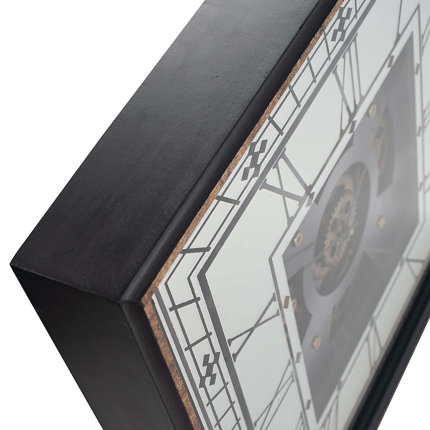 Antique Gold Wood & Mirror Square Working Cog Wall Clock 60cm