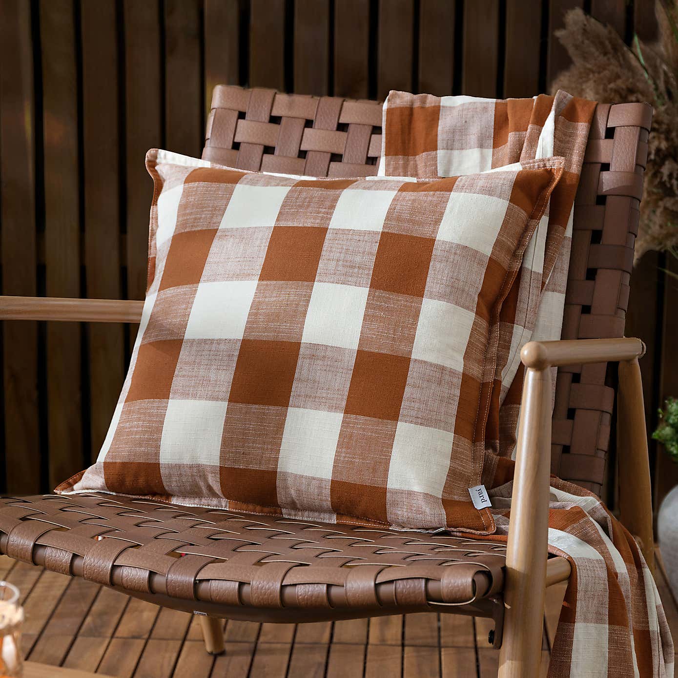 Yard Chesil Check Outdoor Cotton Square Cushion