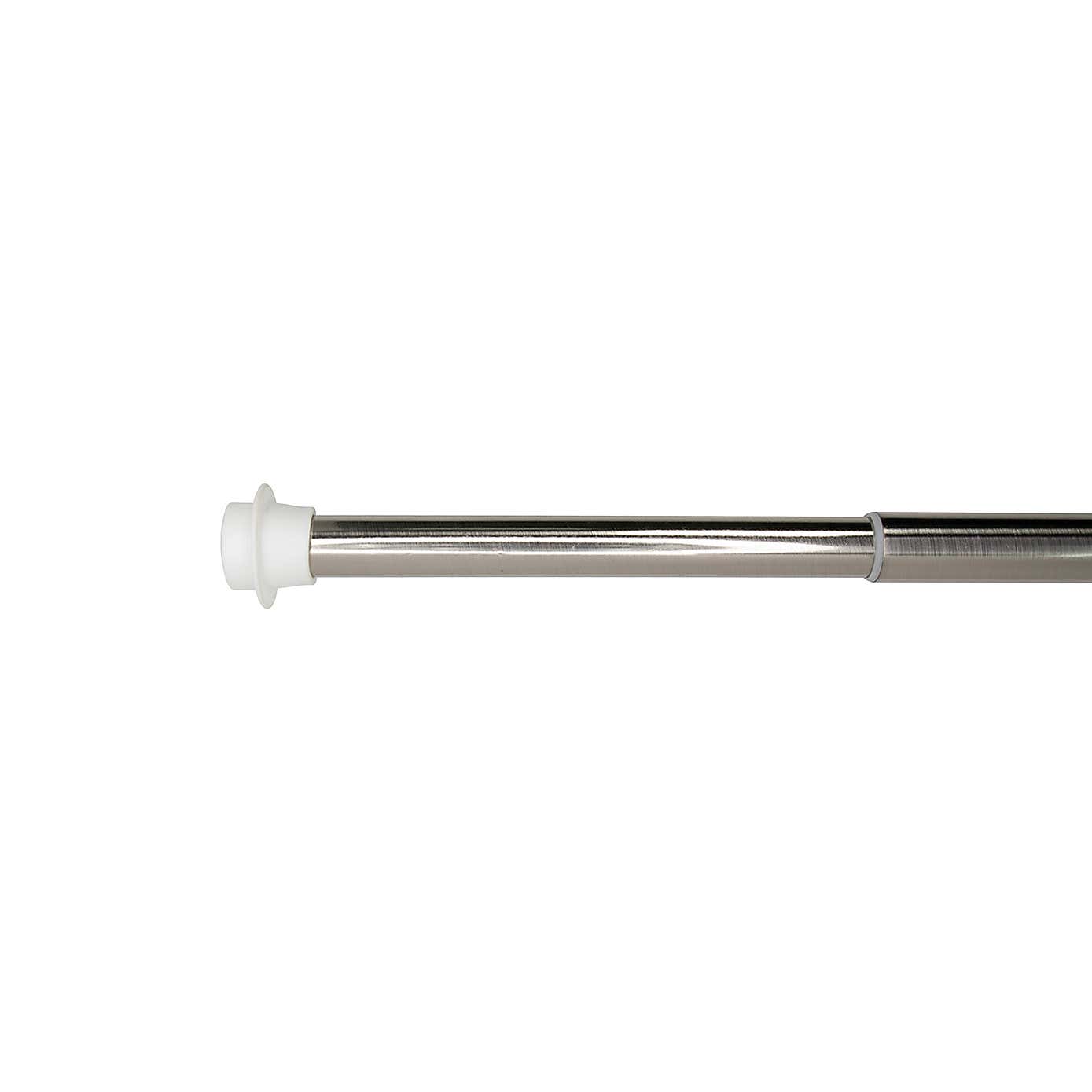 Easy Fit 60 Second Satin Silver Extendable Tension Curtain Pole Dia. 19/22mm